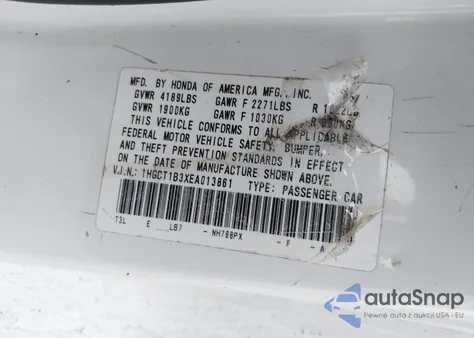 2014 Honda Accord Lx-S из США, поврежденный, VIN 1HGCT1B3XEA013861